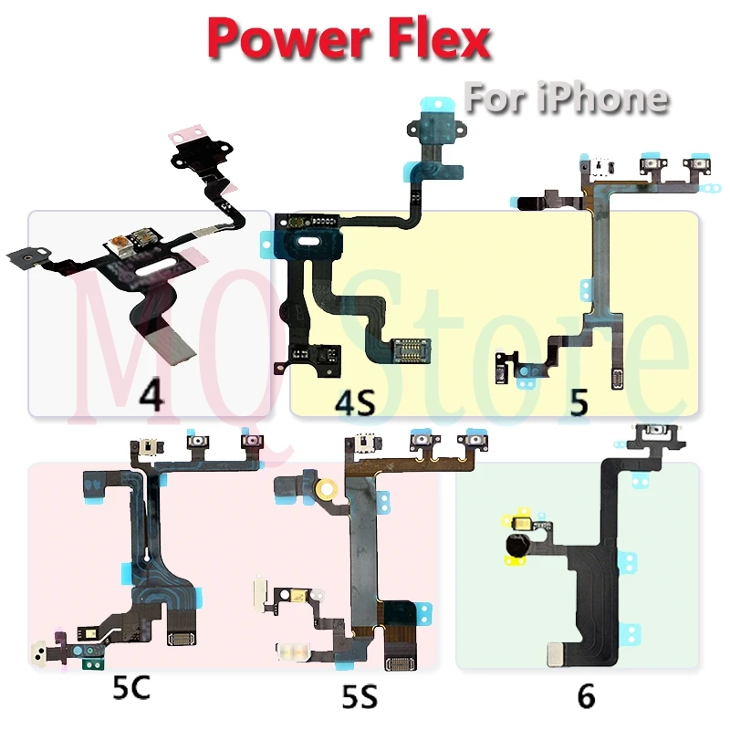 Для Iphone 4 4s 5 5S 5c 6 6s Плюс Кнопка питания ключ вкл/выкл гибкий кабель Выключение звука Переключатель Соединительная Лента Ремонт Запчасти