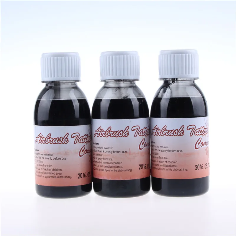 2 бутылки Золотой Феникс черные чернила татуировки аэрограф черный пигмент для