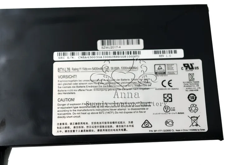 Оригинальная Аккумуляторная Батарея JIGU BTY L76 для ноутбука MSI GS70 2PC 2PE 2QC 2QD 2QE ДЛЯ MEDION