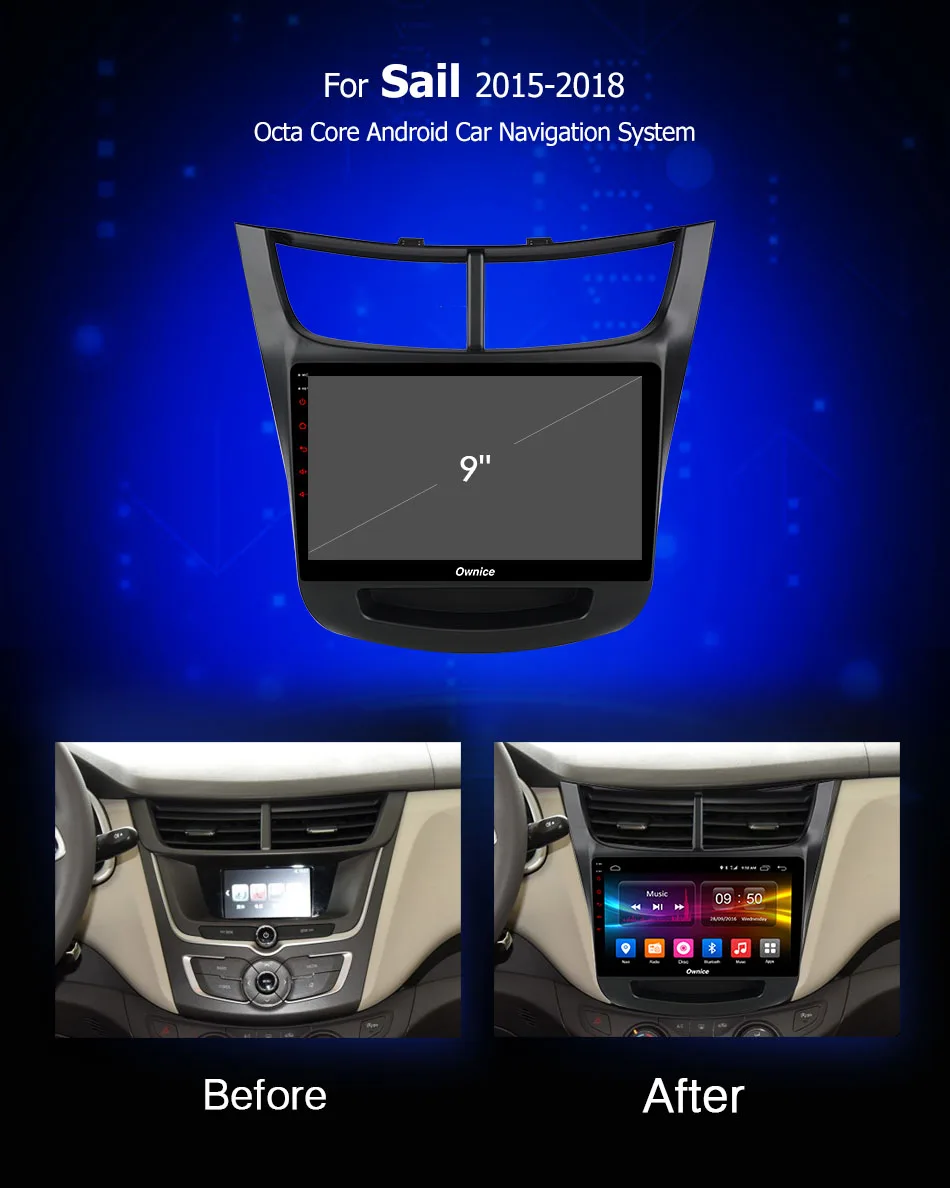 Ownice 9 &quotAndroid 8 1 автомобильный мультимидийный навигатор для Chevrolet Sail 2015 2016 2017 2018 USB