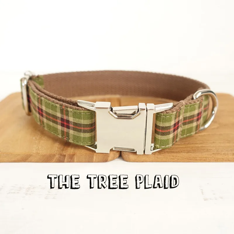 khaki collar Великолепные ошейники для собак KEK, клетчатые персонализированные ошейники для щенков, нейлоновые прочные ошейники для домашних животных, Маленький Средний Большой Регулируемый розовый ошейник для собак - Цвет: khaki collar