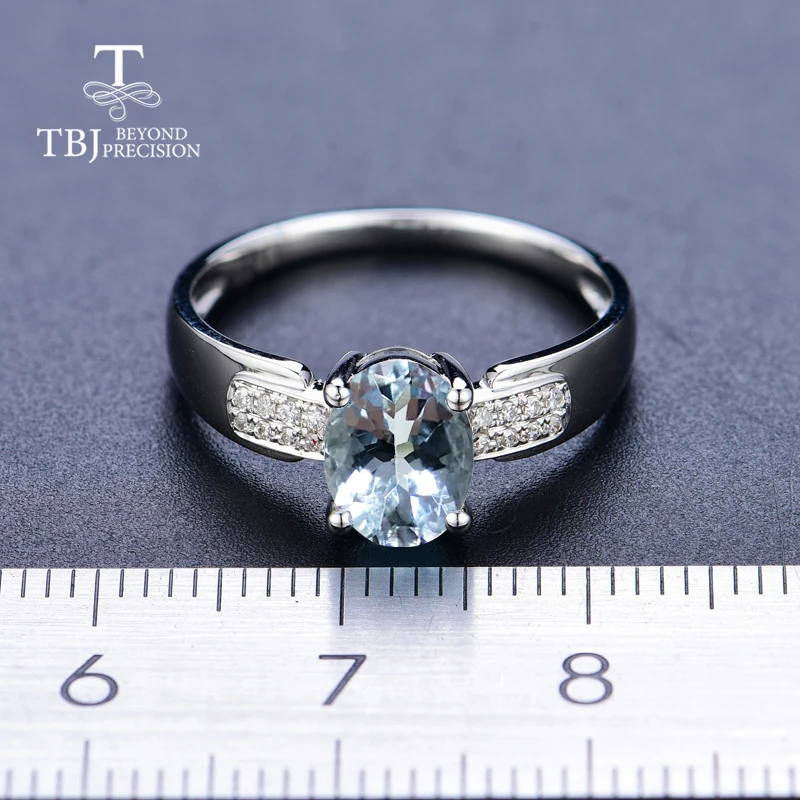 Женское кольцо с аквамарином TBJ ювелирное украшение из 100% природного камня под