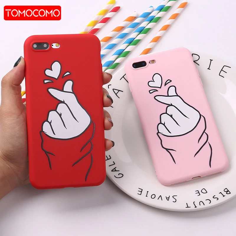 Милый мягкий силиконовый матовый чехол с надписью Love Gesture Heart для iPhone 12 11 Pro 6 6S 8 8Plus