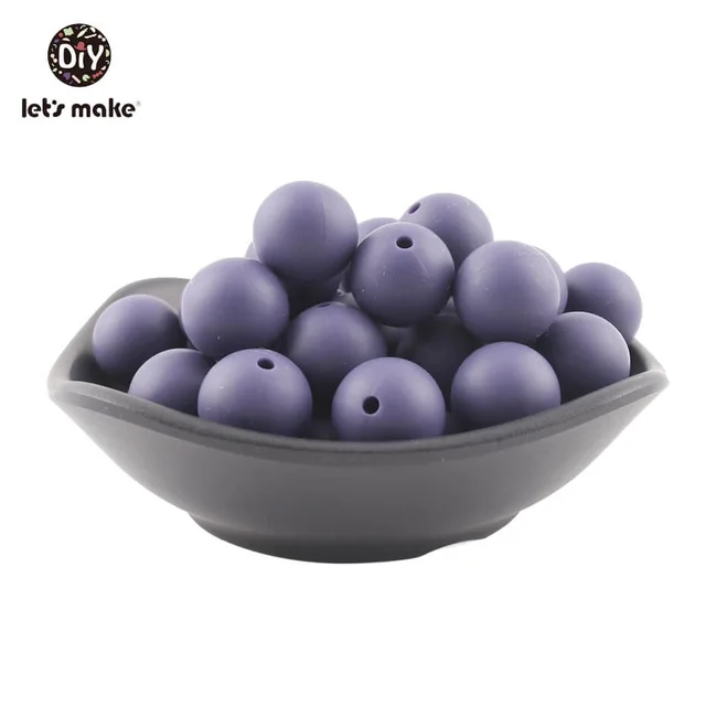 Twilight Purple Bead Let's Make 10 шт. 15 мм Детские Силиконовые Прорезыватели, бусины-прорезыватели, сенсорная игрушка для прорезывания зубов, интерактивные игрушки, DIY ювелирные изделия, кулон для кормления - Цвет: Twilight Purple Bead
