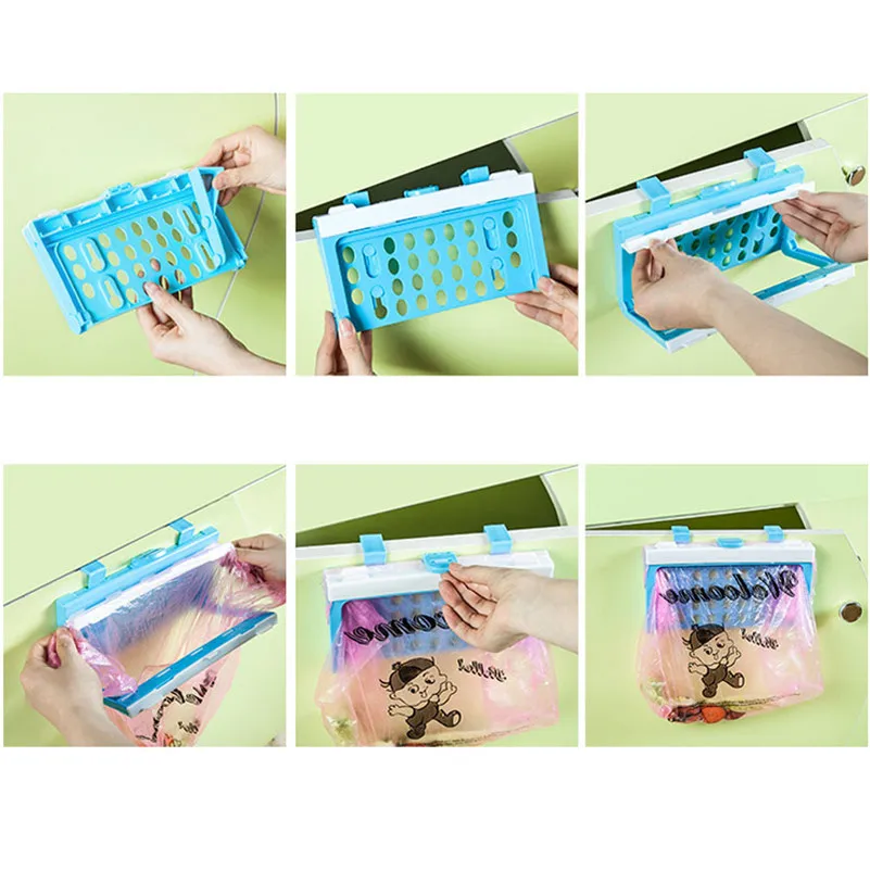 BalleenShiny Plastic Garbage Bag Portable Hanging Trash Rubbish Storage Rack Holder Kitchen Gadgets Organizer Random Color | Дом и сад