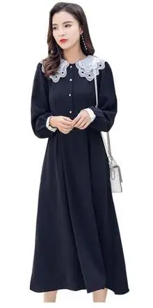 Женское летнее платье трапециевидной формы Robe Femme свободное милое с воротником в