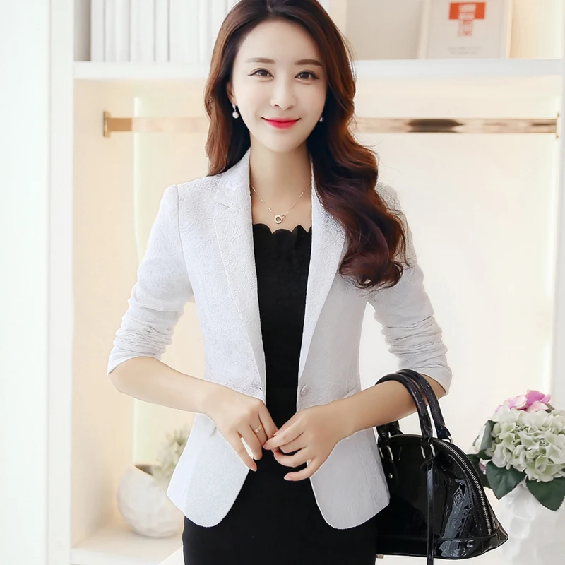 Ladies coat spring and autumn newstyle women's jacket jacquard suit short paragraph long sleeve small suit Slim shirt one button