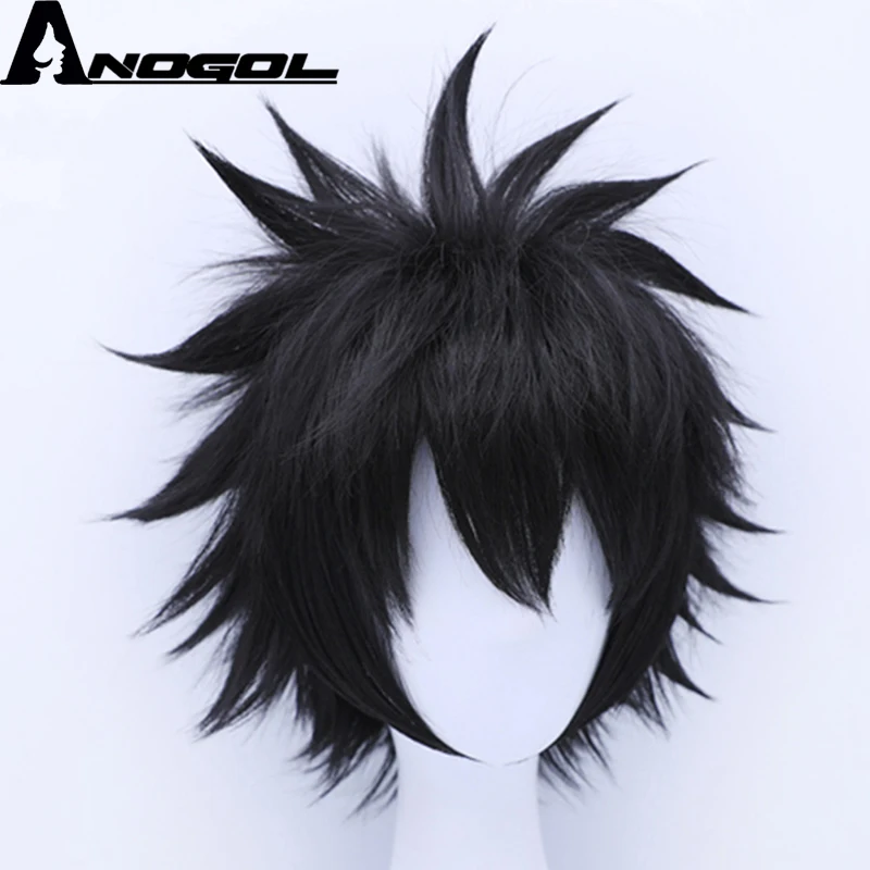 Anogol My Hero Academy dabi высокотемпературный короткий прямой черный синтетический парик