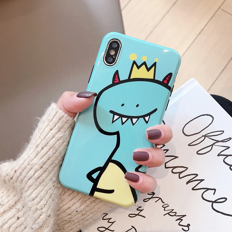 ТПУ глянцевый чехол для iPhone X XR XS Max Animal с рисунком динозавра Мягкий силиконовый 7 8