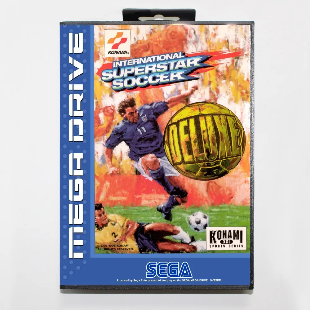 16 bit Sega MD game Cartridge with Retail box - International Superstar Soccer Deluxe cart for Megadrive Genesis system | Электроника