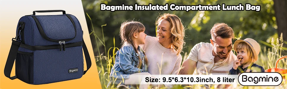 Сумка-холодильник Bagmine, охлаждаемая сумка для ланча, сумка-тоут, изолированная двухслойная сумка для взрослых женщин и мужчин, для пикника, кемпинга, работы
