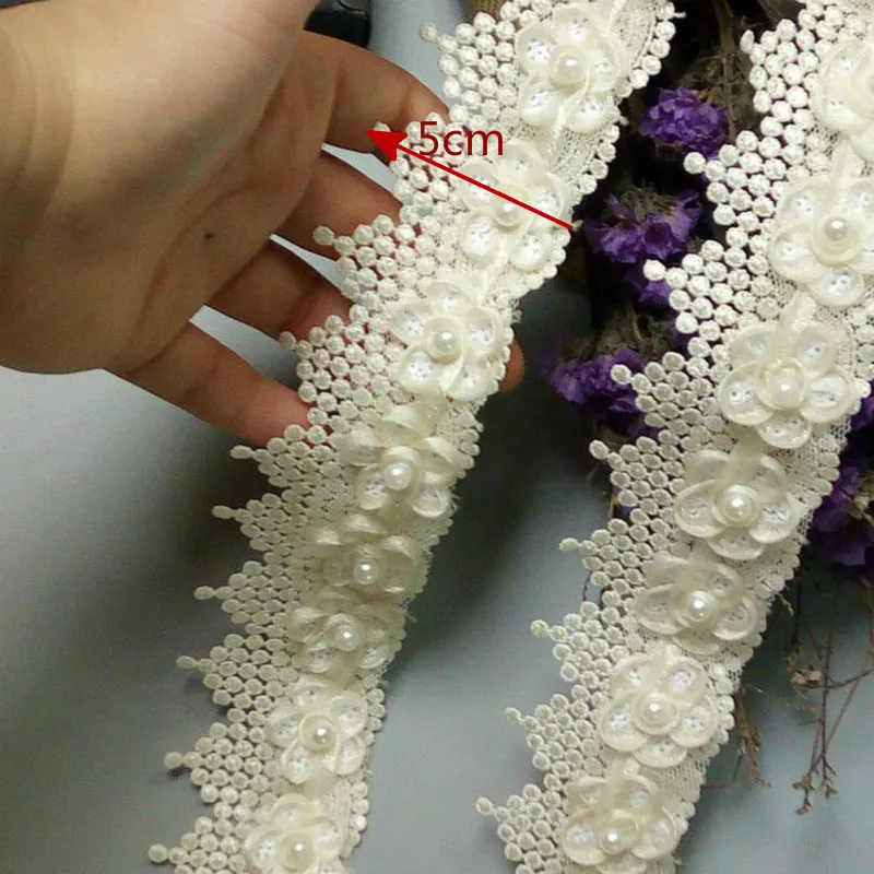 1 ярд слоновой кости жемчужные кисточки сливы цветы кружева обрезки ленты