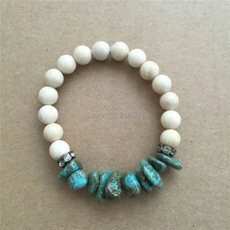 Raw Howlite Chip Бусы Браслеты деревенский браслет речной камень бусины Rondelles браслеты