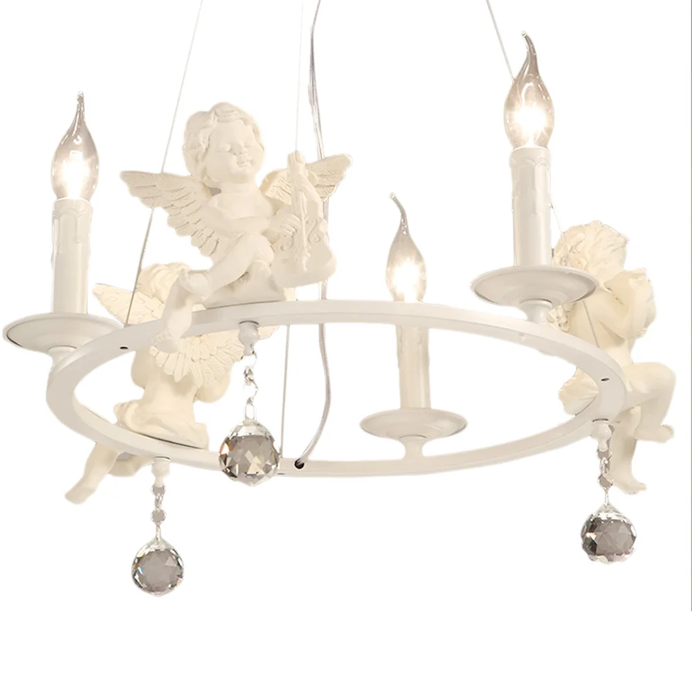 Блеск светодио дный LED люстра с ангелочками освещение белый гладить современный