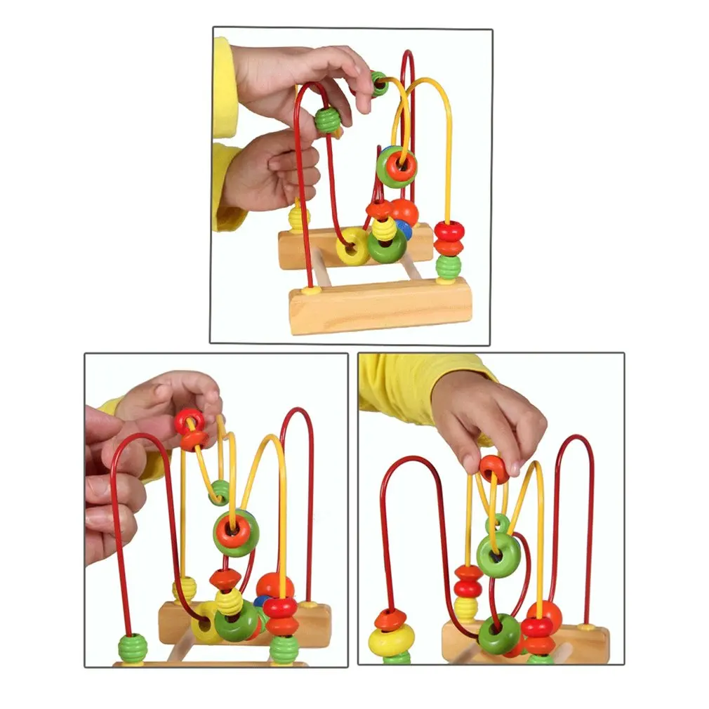Mini laberinto de alambre de cuentas de madera colorido para ni&ntilde;os, juguete educativo interactivo para desarrollo de beb&eacute;s-1