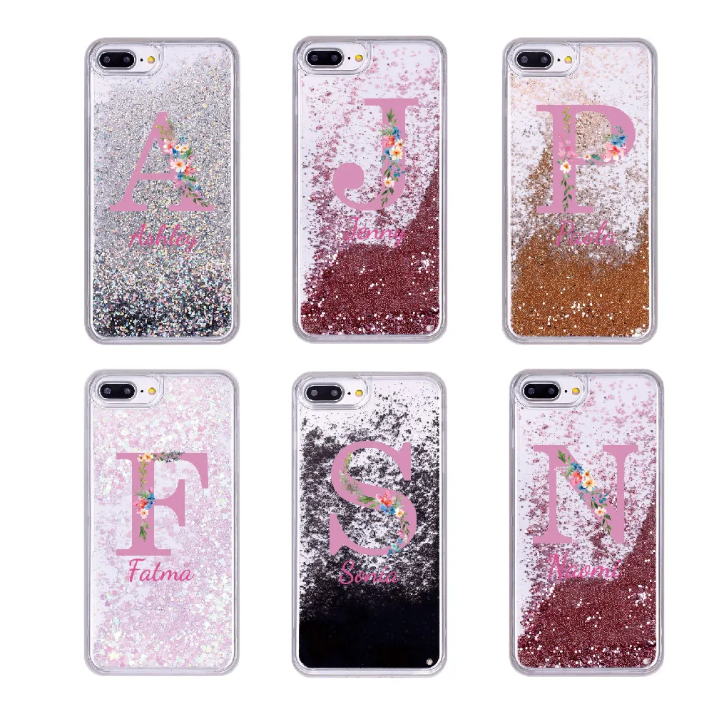 Текст индивидуальные поплавок Блеск Розового золотистого цвета с цветочным