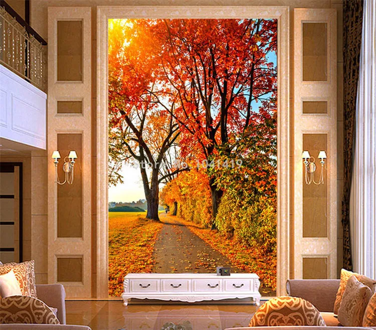 Фото обои красный клен лес природа пейзаж 3D настенные фрески отель Гостиная вход фон для зала стены Papel де Parede 3D