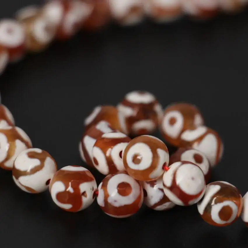 3 нити/набор опт 8 мм красные и белые три глаза тибетские дзи оникс круглые