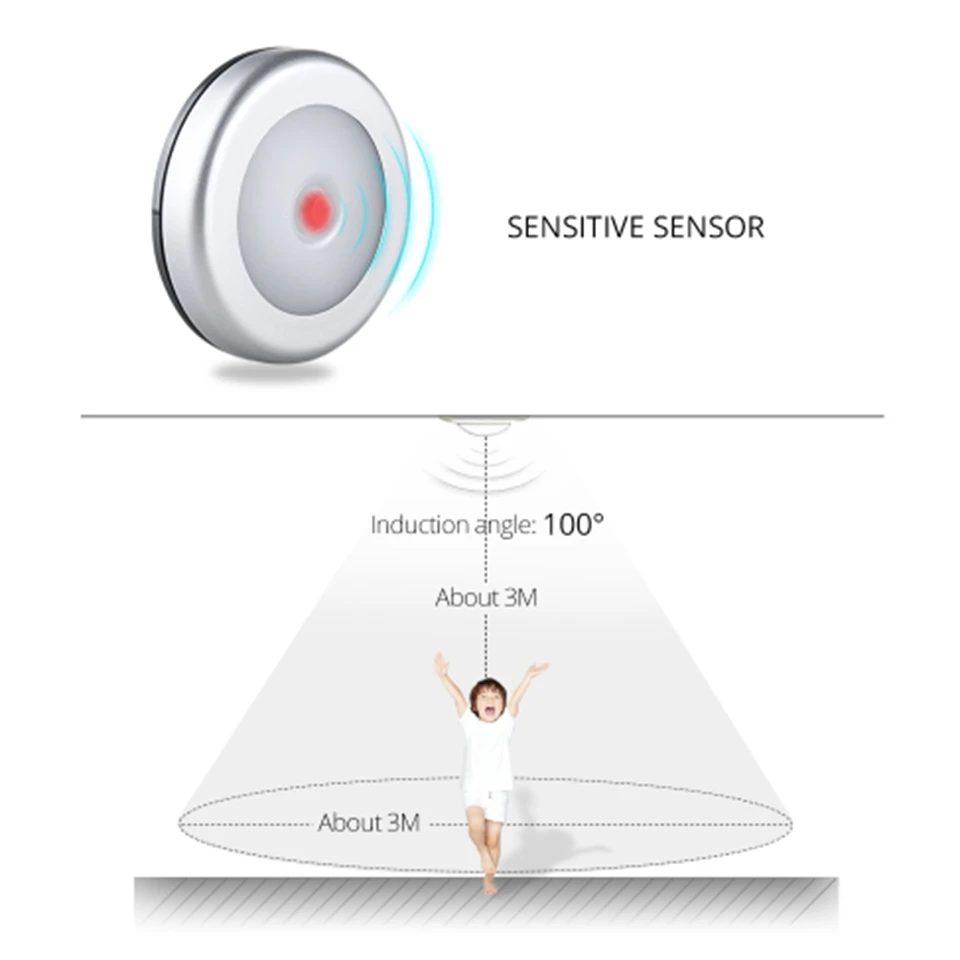Универсальный 6 светодиодов под шкафом освещение шкаф PIR датчик движения лампа