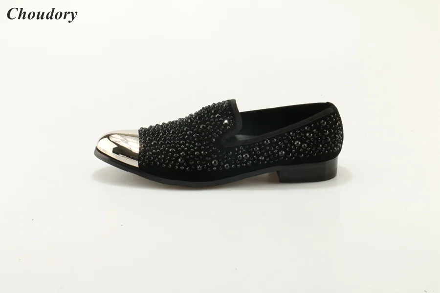 

fashion party silver metal toe black rhinestones man dress shoes man crystal wedding shoes plus size 46