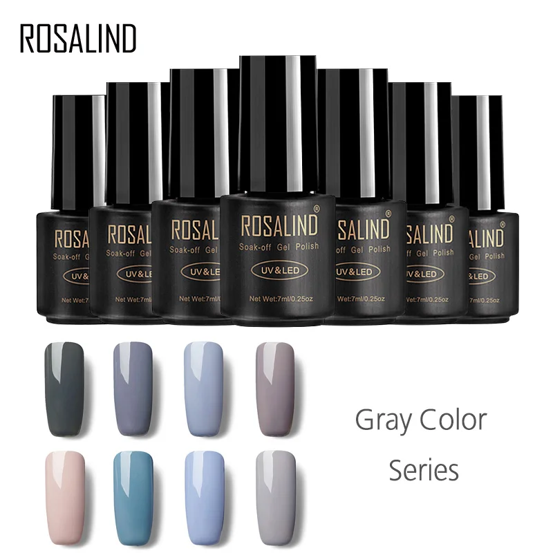 Гель ROSALIND 1S 7 мл лак для ногтей серый цвет художественного маникюра основа и верхнее покрытие необходим УФ