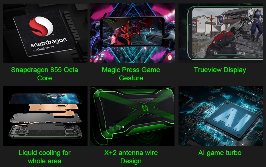 Игровой телефон Xiaomi Black Shark 2, 8 ГБ, 256 ГБ, смартфон, Восьмиядерный процессор Snapdragon 855, камера 6,39 дюйма, 48 МП, 19,5: 9, полный экран