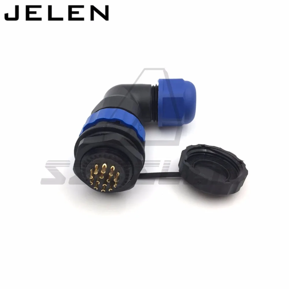 SD20 90 degree elbow waterproof connector 14pin plug and socket IP68 Panel Mount power Cable |