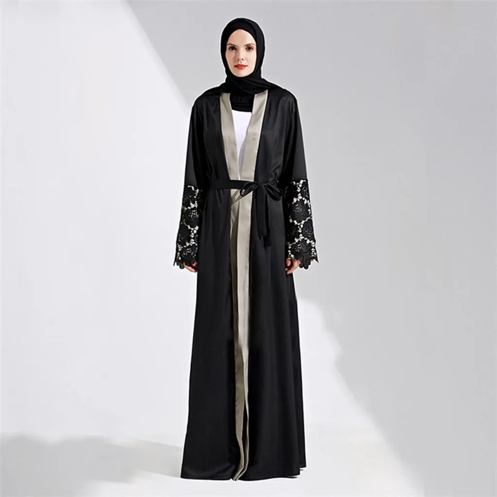 Модное мусульманское платье Abaya кружевной боковой кардиган женское классическое