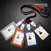 Цена ID держатель для карт горизонтальный/вертикальный с оригиным шнурком, для студентов/бизнеса/персонала, карамельный цвет