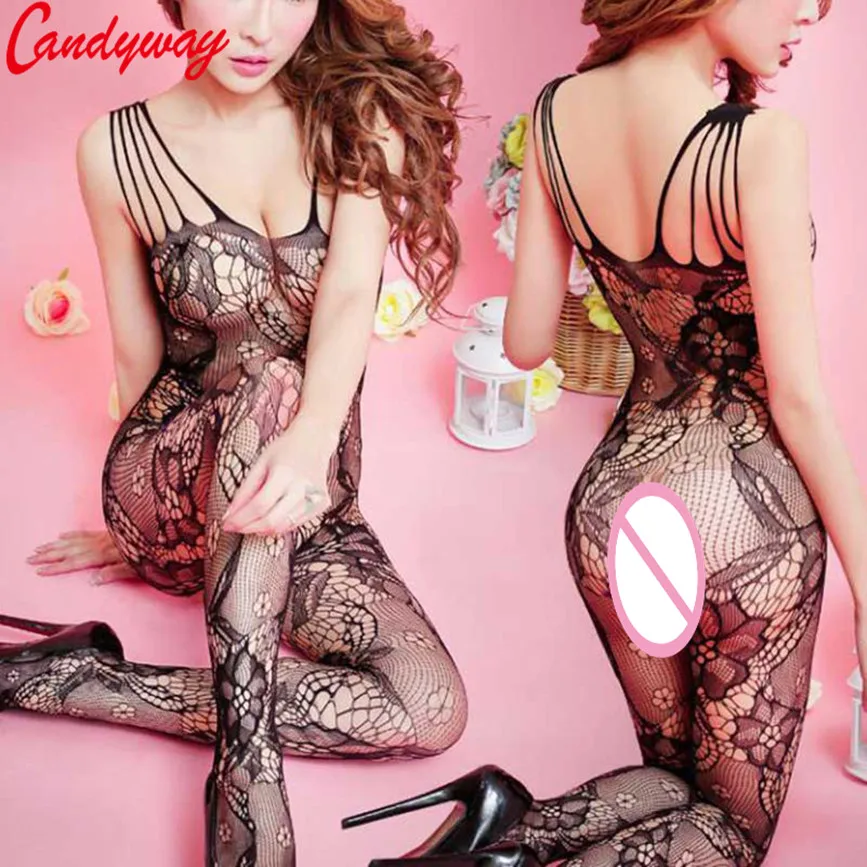 

Sexy teddy underwear hollow out with Open Crotch Stockings Simple Fashion Backless Slim Transparent gauze Bodysuit