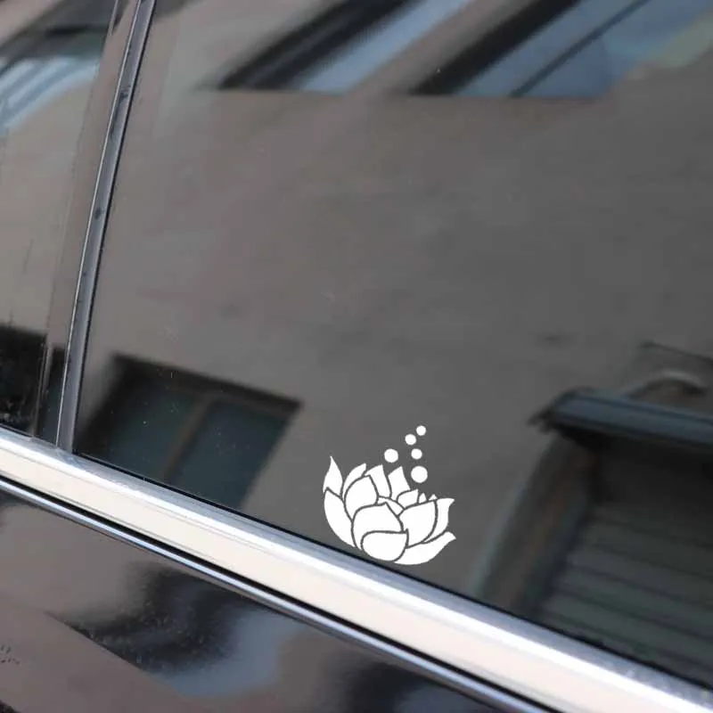 YJZT 13.7CM*13.2CM Buddhism Religion Vinyl Decal Car Stickers Lotus Flower Black/Silver C3-1556 | Автомобили и мотоциклы