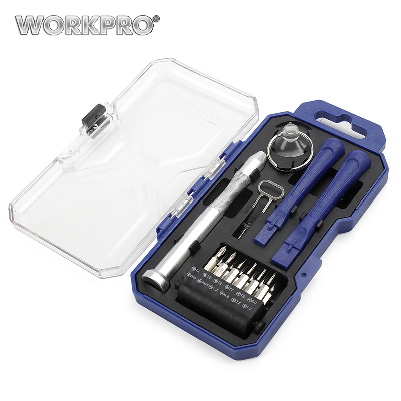 WORKPRO 18 шт. отвертка для iphone ipad смартфон ремонтный инструмент наборы щелевые Phillips Torx треугольные Биты Набор присосок