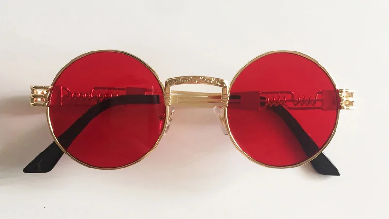 clear red lens Peekaboo новые серебряные золотые металлические зеркальные маленькие круглые солнцезащитные очки мужские брендовые винтажные Круглые Солнцезащитные очки женские Дешевые Высококачественные УФ - Цвет линз: clear red lens