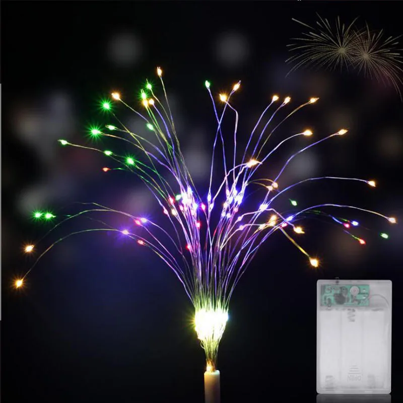 Waterproof LED Firework String Light Foldable DIY Shape Explosion Colorful Fairy With Remote Control For Christmas Holiday|Украшения