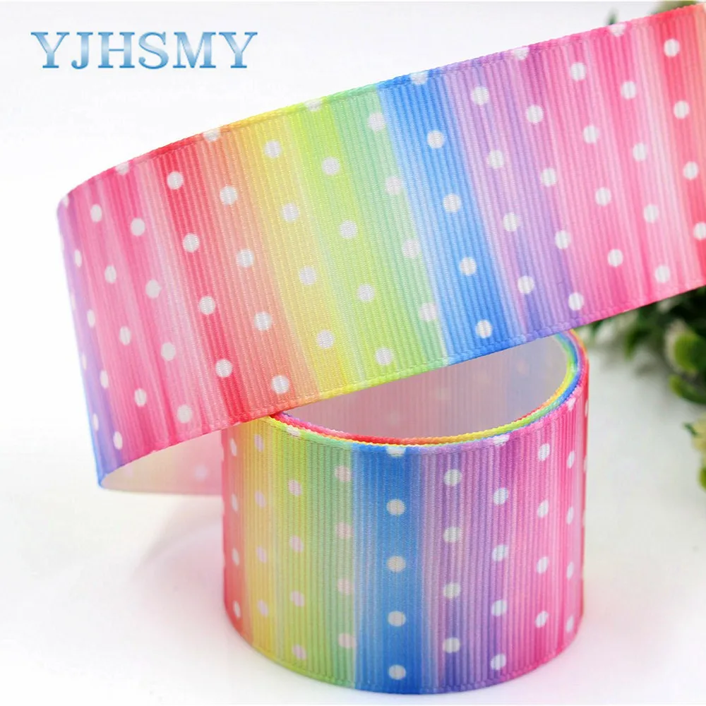 YJHSMY 1712276 38 мм 10 ярдов разноцветные ленты термопечать grosgrain Свадебные аксессуары DIY