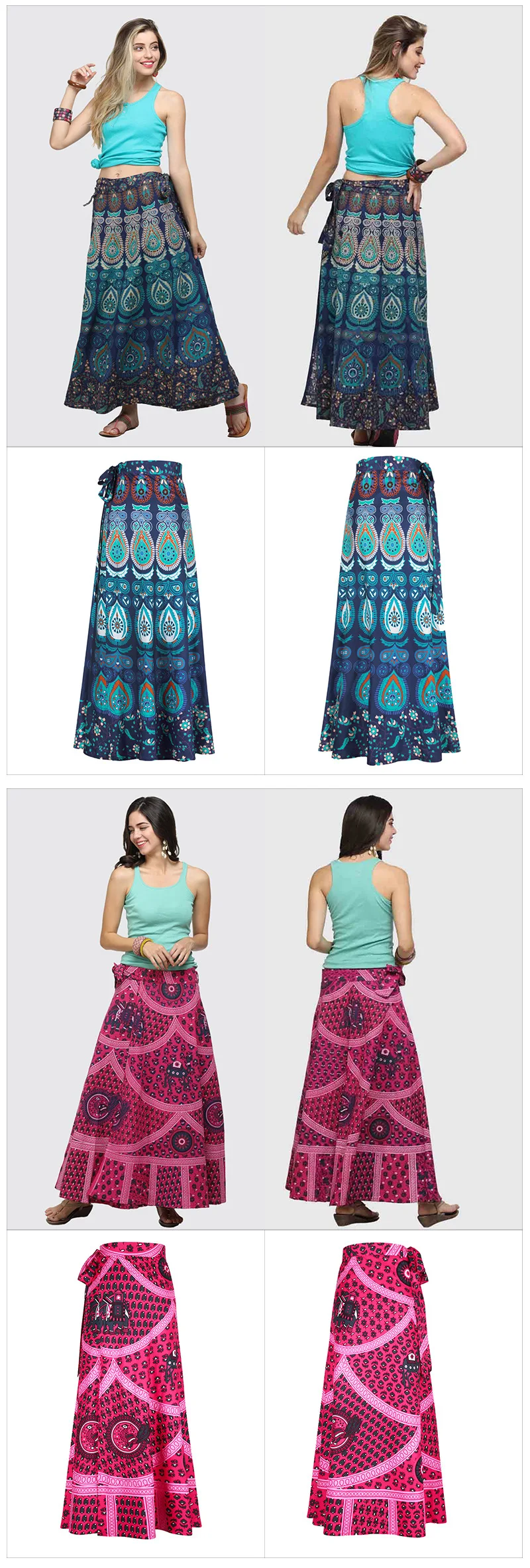 Fashion Bohemian Style Flower Printed Dress Women High Waist Long Skirt Indian Pakistan Clothing Party Femme Sexy African Outfit