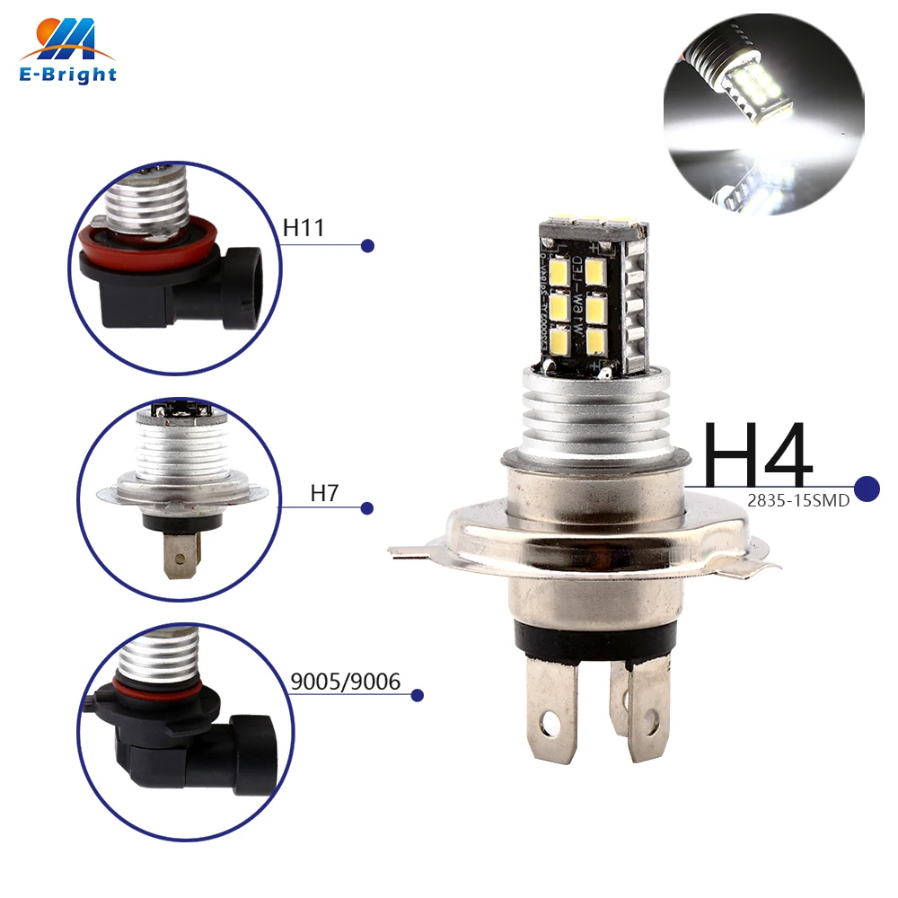 4 шт. H1 H3 Светодиодный светильник 2835 15 SMD DC 12V светодиодный 6500k белый автомобильный противотуманный светильник лампа дальнего света