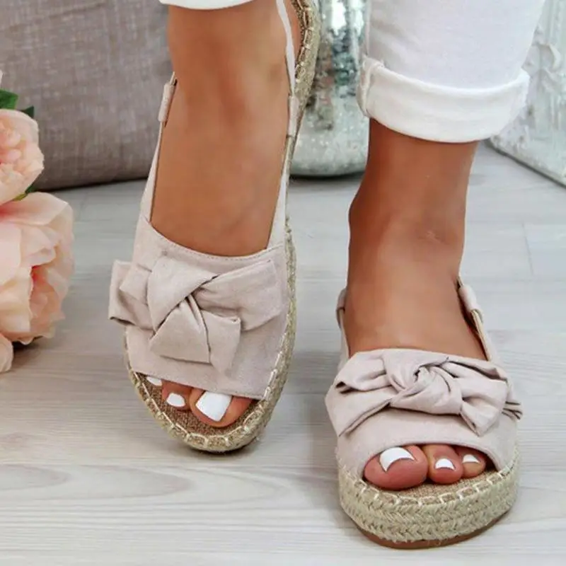 1 пара однотонных повседневных женских сандалий с галстуком бабочкой Сандалии на