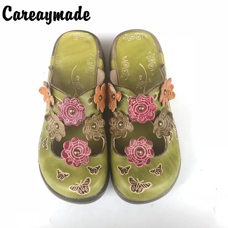 

Careaymade-Folk style Head layer cowhide pure handmade Carved shoes, the retro art mori girl shoes,Women's casual Sandals151-6