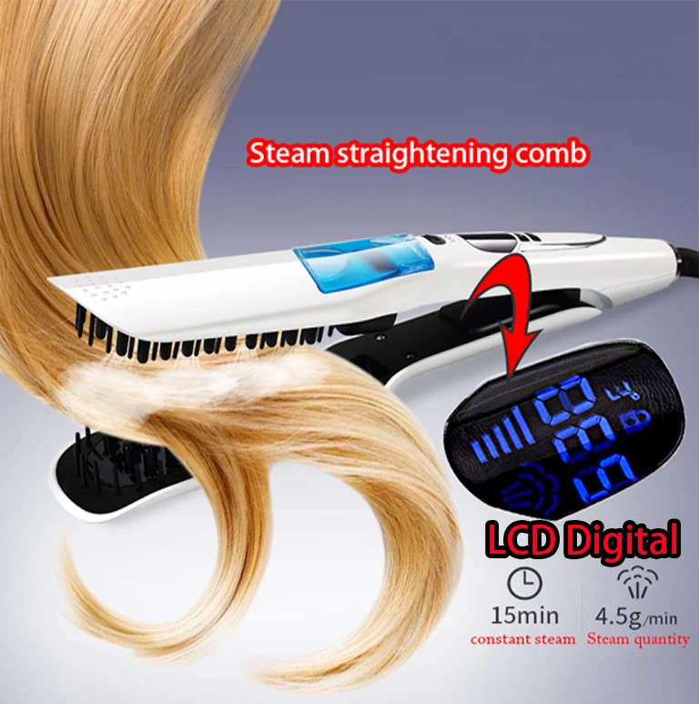 Spary Hair Straightener Iron Ceramic Ionic Steam Brush 110/220V Curlers Vapor Styling Home use | Красота и здоровье