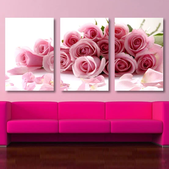 3 Панели современные печатные розы цветок картина холст Куадрос Цветы Картина