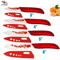 findking brand high sharp quality ceramic knife set tools 3 4 5 6 kitchen knives with red flower dropshipping covers