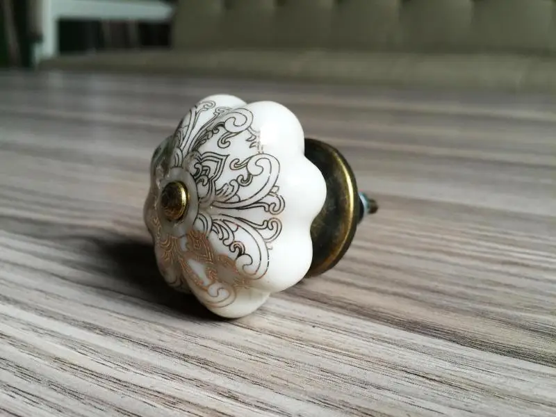 2 шт. керамические ручки в форме тыкв золотого цвета для кухонного шкафа ручка