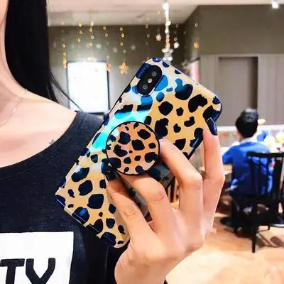 Luxury Laser Leopard 3in1 Lanyard +Holder +Cover Case for iPhone XR X XS Max 7 7plus 8 8plus 6 s Plus Fashion Cover Capa Coque |