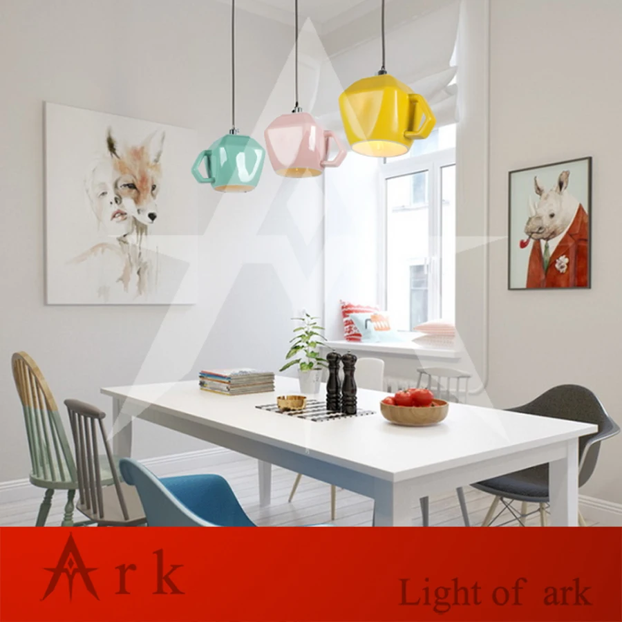 new Simple modern colorful coffee milk Tea cup led Pendant lights restaurant passage bedroom kitchen light ceramic lamp lighting | Лампы и