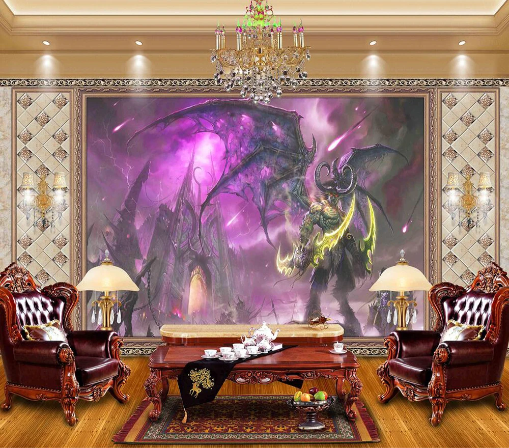 Decorative wallpaper World of warcraft illidan wall paintings in the background | Обустройство дома