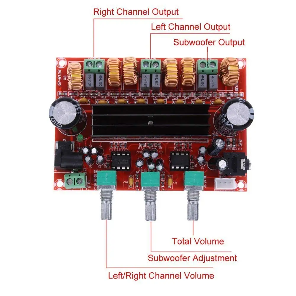 Плата усилителя TPA3116D2 2x50 Вт + 100 2 1 канал цифровой сабвуфер мощности DC12V-24V |
