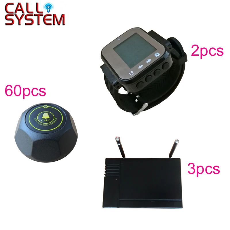 433.92mhz 2pcs Wrist Pager 60 Table Button 3 Signal Repeater Electronic Paging Calling Buzzer System | Компьютеры и офис