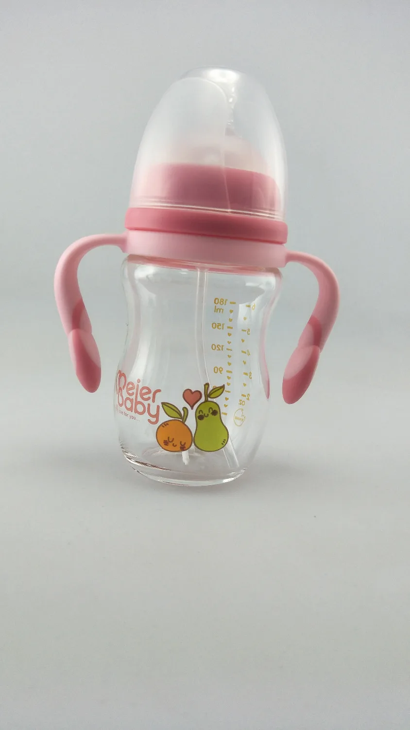 Meierbaby бутылка (M8222) Высокая боросиликатное стекло BPA бесплатно жидкий силиконовый