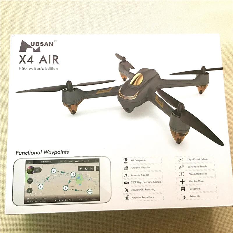 Квадрокоптер Hubsan H501M X4 Wi Fi FPV с бесщеточным Мотором/HD камера 720P/Удаленный